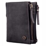 HIDE & SKIN Men Leather Wallet with Secured Zipper Pocket