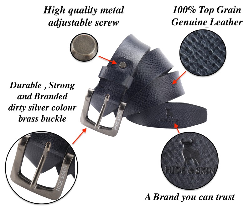 HIDE & SKIN # Rosso # Men's # 100% Genuine Leather # Hand Milled Belt ...