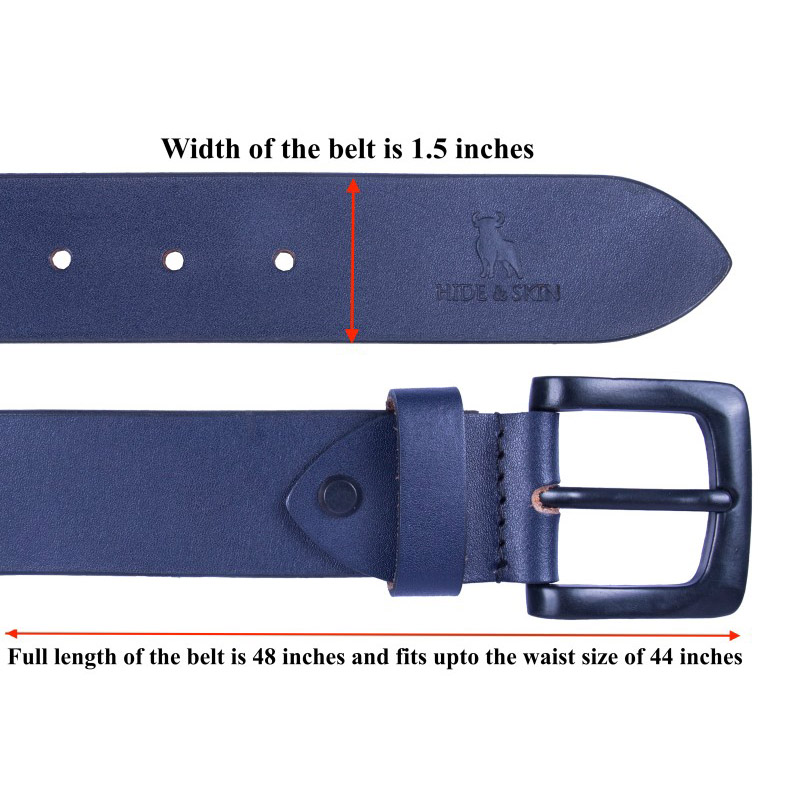 HIDE & SKIN Harold Men's Leather Hand Milled Belt (Blue) - Hide and Skin