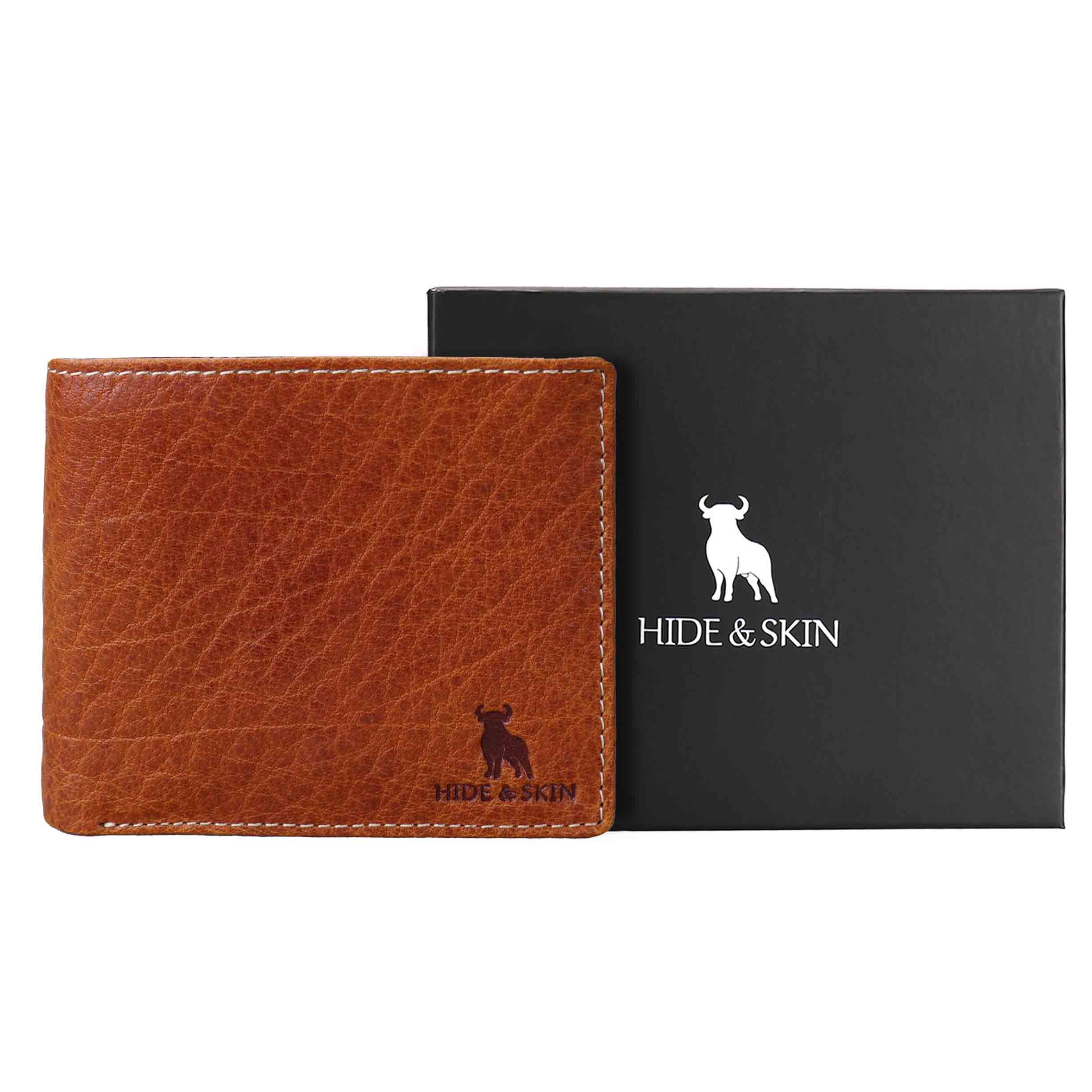 HIDE & SKIN Manchester Genuine Leather Wallet with Detachable Card Case for Men (Antique Brown)