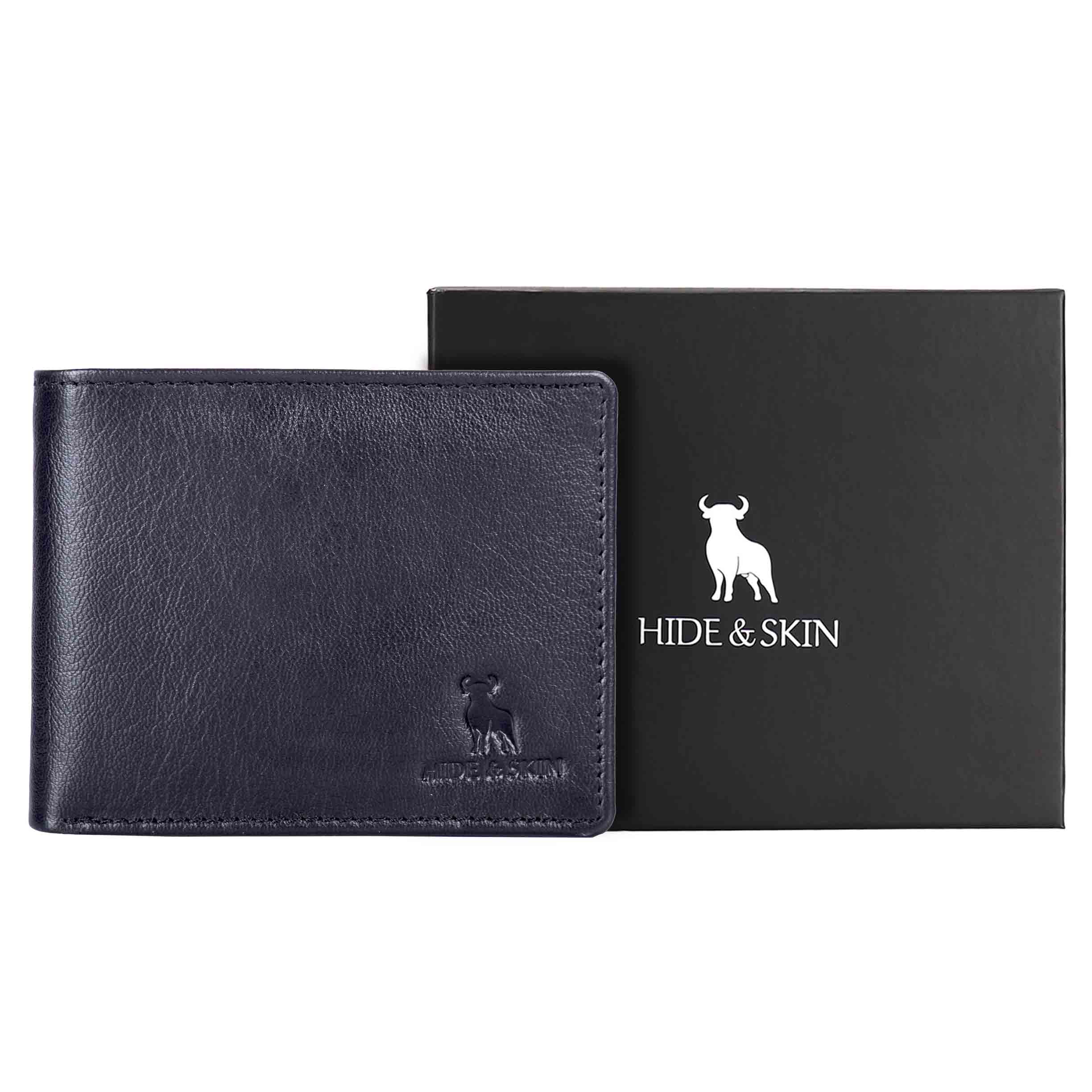 HIDE & SKIN handcrafted 100% Full Top Grain Genuine Leather RFID Blocking wallet for men