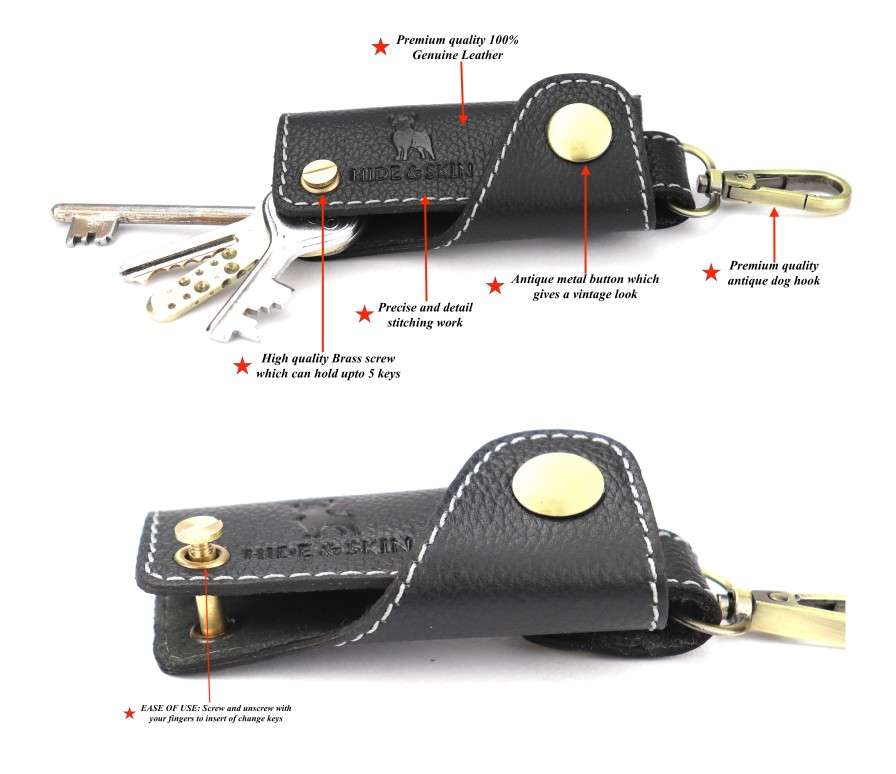 Leather Key Pouch- Black - The Personal Print