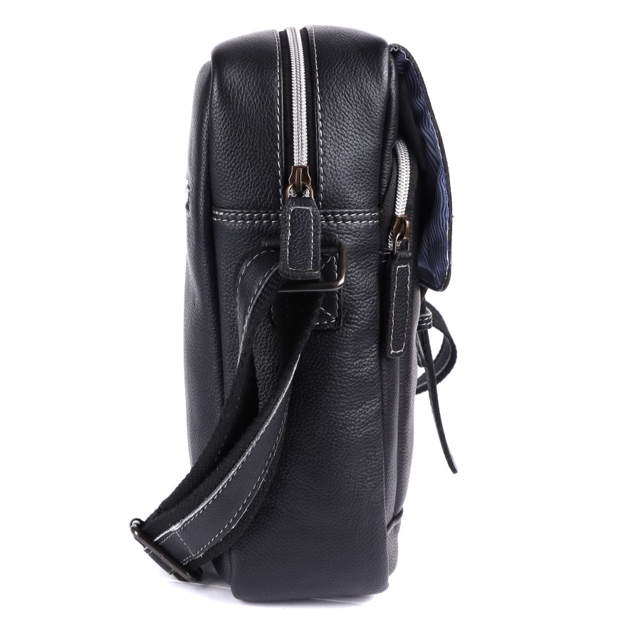 HIDE & SKIN Opra Leather Sling Messenger Bag (Grain Black) - Hide and Skin