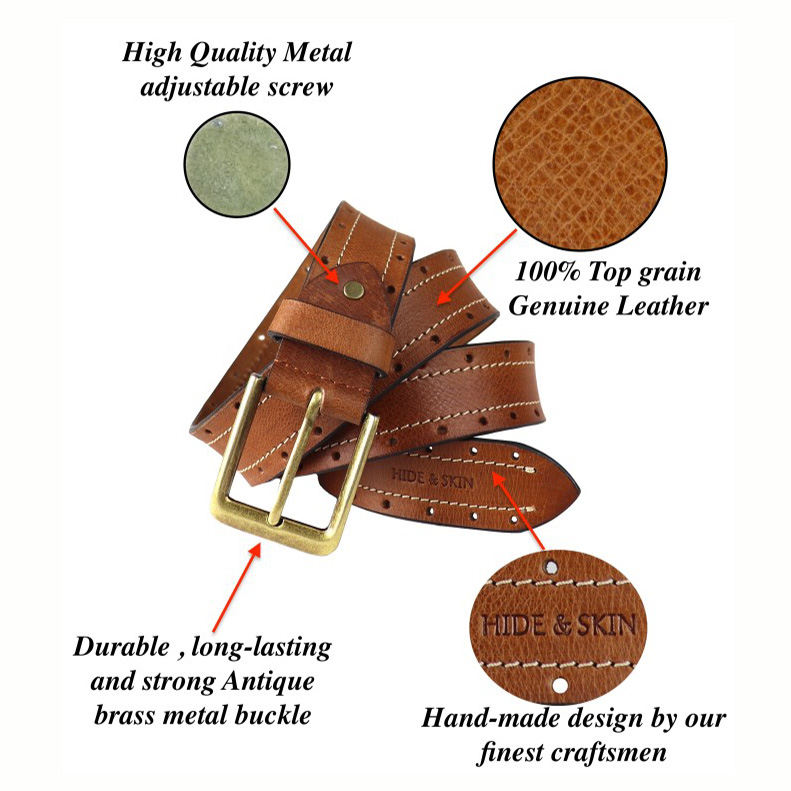 HIDE & SKIN # Rosso # Men's # 100% Genuine Leather # Brandy Brown ...