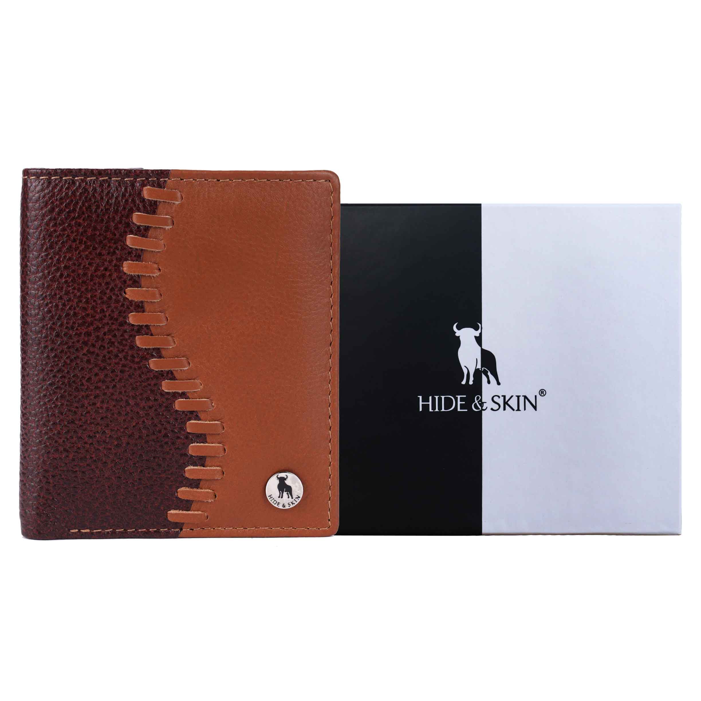 HIDE & SKIN handcrafted 100% Full Top Grain Genuine Leather RFID Blocking wallet for men