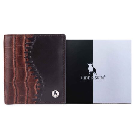 HIDE & SKIN handcrafted 100% Full Top Grain Genuine Leather RFID Blocking wallet for men