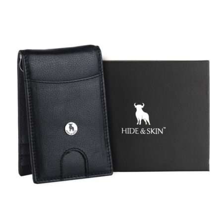 HIDE & SKIN handcrafted 100% Full Top Grain Genuine Leather RFID Blocking wallet for men Cum Money clip