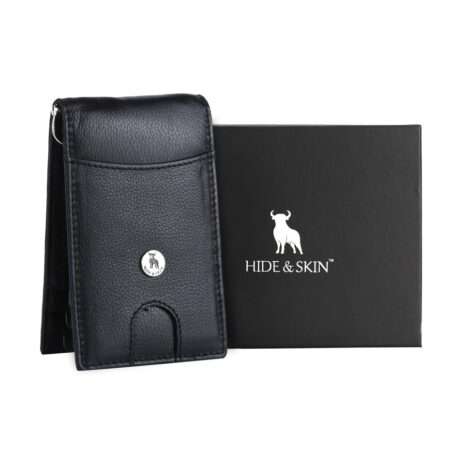 HIDE & SKIN handcrafted 100% Full Top Grain Genuine Leather RFID Blocking wallet for men Cum Money clip