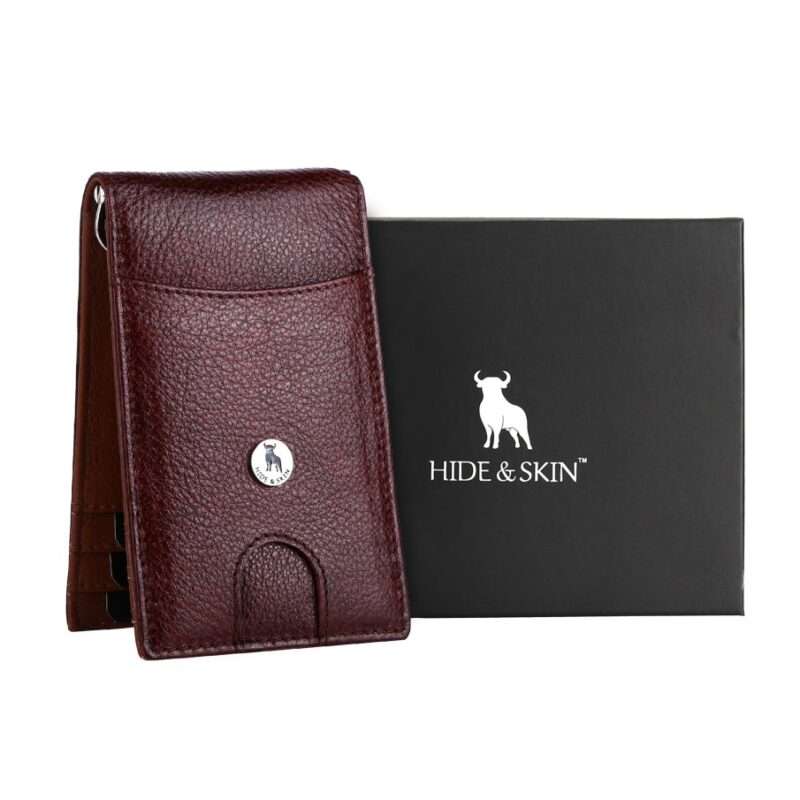 HIDE & SKIN handcrafted 100% Full Top Grain Genuine Leather RFID Blocking wallet for men Cum Money clip