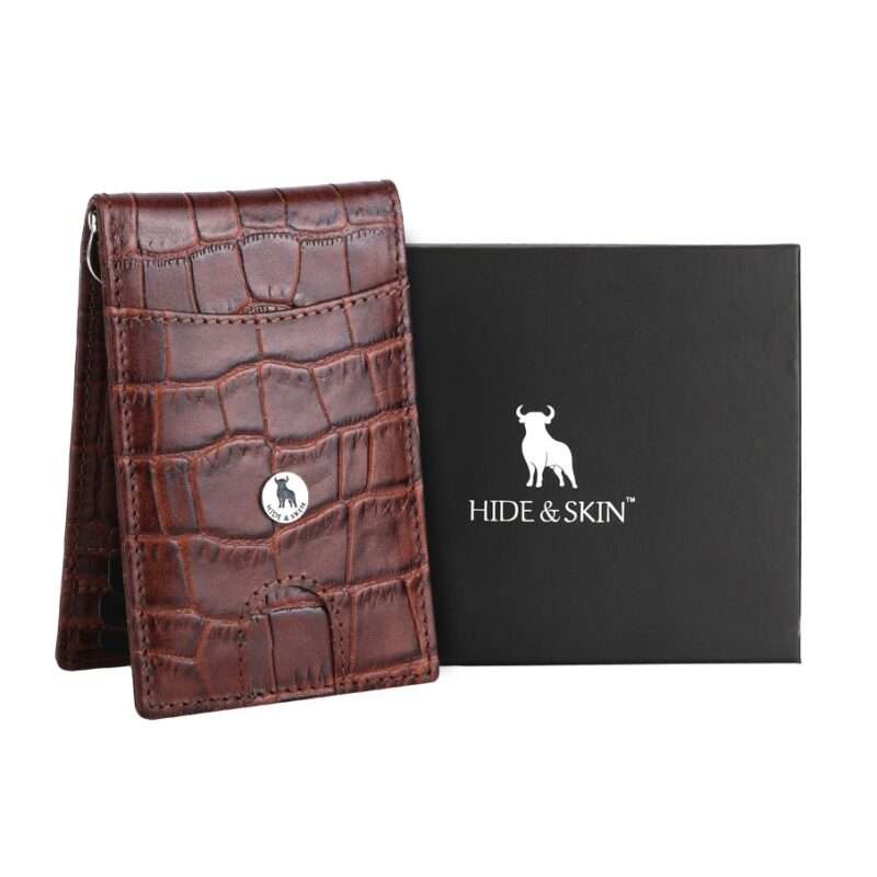 HIDE & SKIN handcrafted 100% Full Top Grain Genuine Leather RFID Blocking wallet for men Cum Money clip