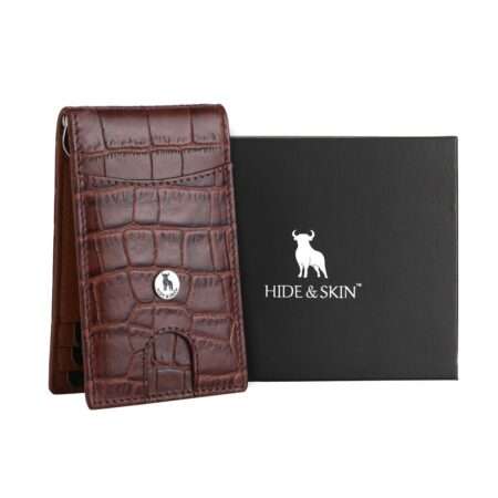 HIDE & SKIN handcrafted 100% Full Top Grain Genuine Leather RFID Blocking wallet for men Cum Money clip