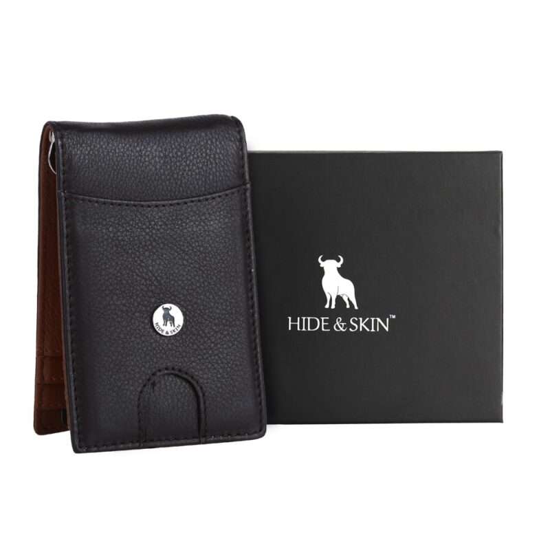 HIDE & SKIN handcrafted 100% Full Top Grain Genuine Leather RFID Blocking wallet for men Cum Money clip