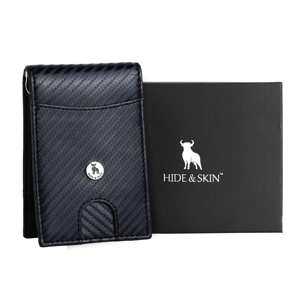 HIDE & SKIN handcrafted 100% Full Top Grain Genuine Leather RFID Blocking wallet for men Cum Money clip