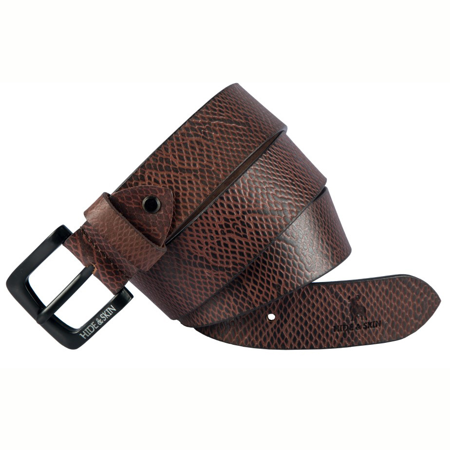 HIDE & SKIN Top Grain Genuine Leather Handmade, Cowboy Belt for Men, 46  inches length