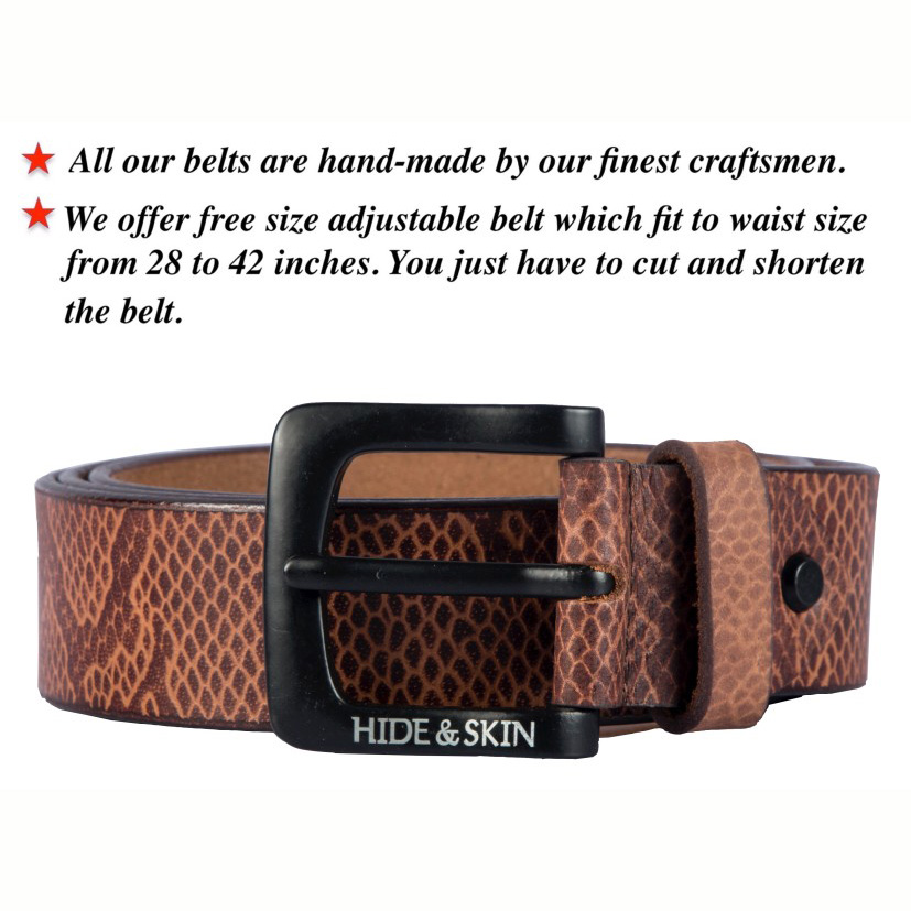 HIDE & SKIN Full Grain Genuine Leather Belt for Men | Belt for men leather  | Formal Belt | Trouser Belt |Adjustable Free size fits 28-40 inches | Gift