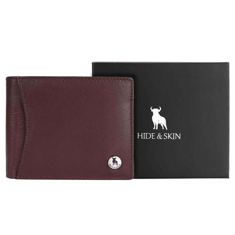 HIDE & SKIN handcrafted 100% Full Top Grain Genuine Leather RFID Blocking wallet for men