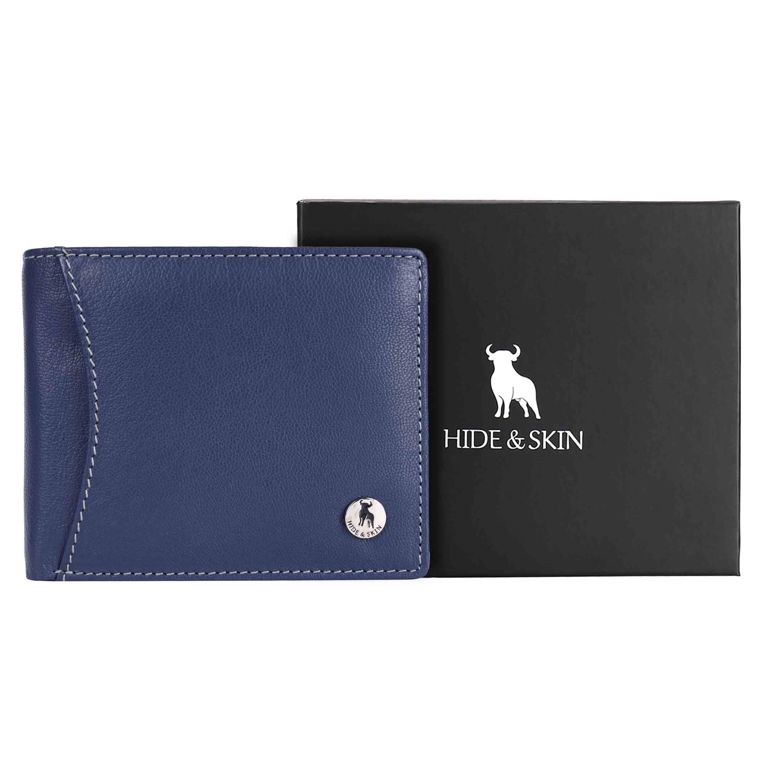 HIDE & SKIN handcrafted 100% Full Top Grain Genuine Leather RFID Blocking wallet for men