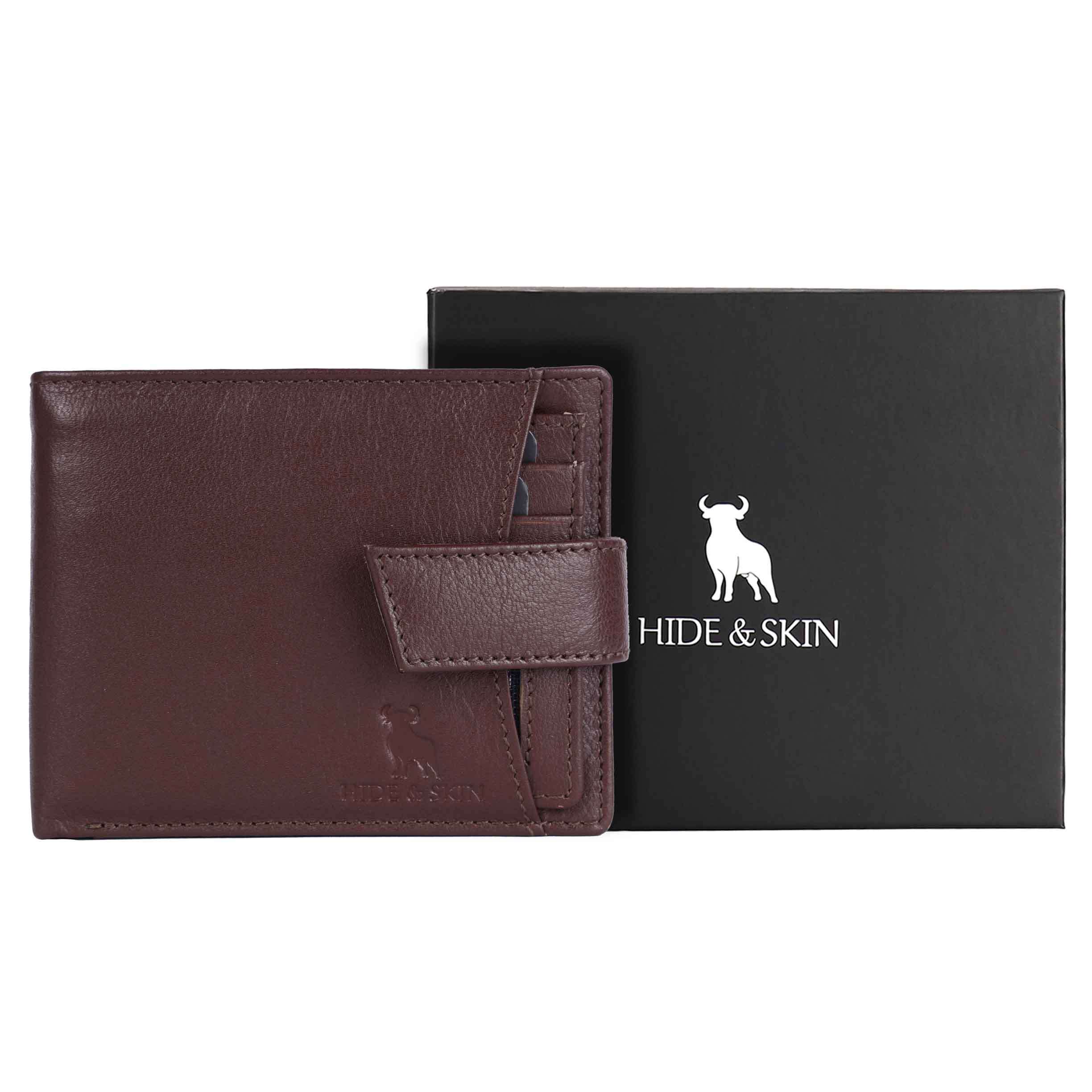 HIDE & SKIN handcrafted 100% Full Top Grain Genuine Leather RFID Blocking wallet for men