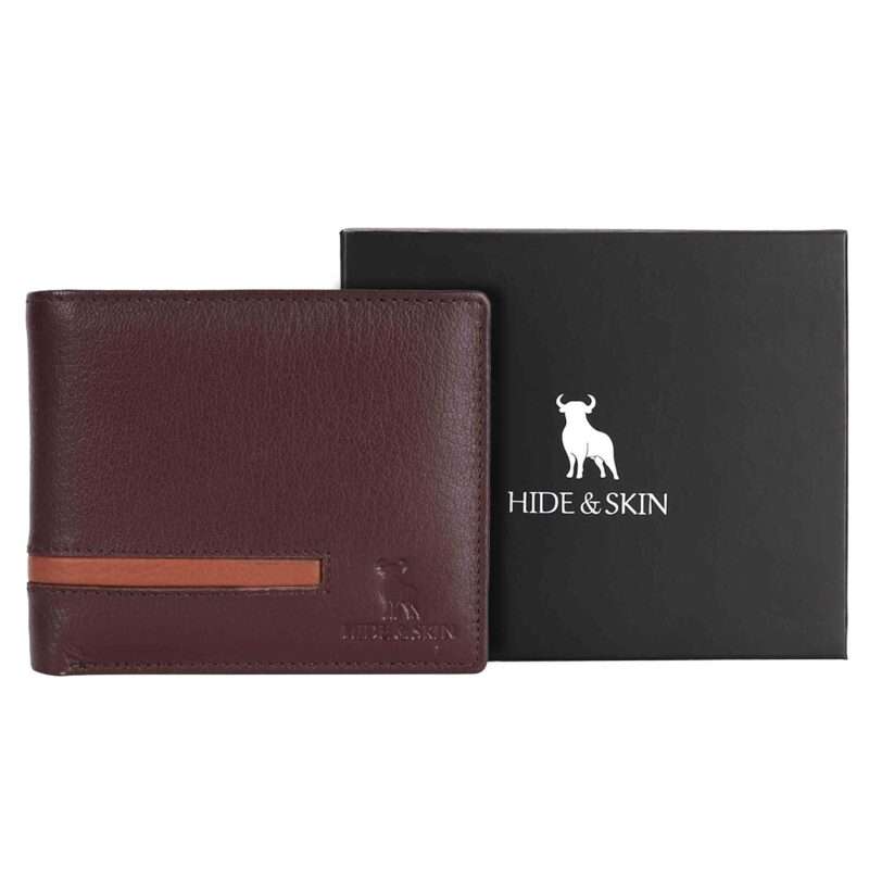 HIDE & SKIN handcrafted 100% Full Top Grain Genuine Leather RFID Blocking wallet for men