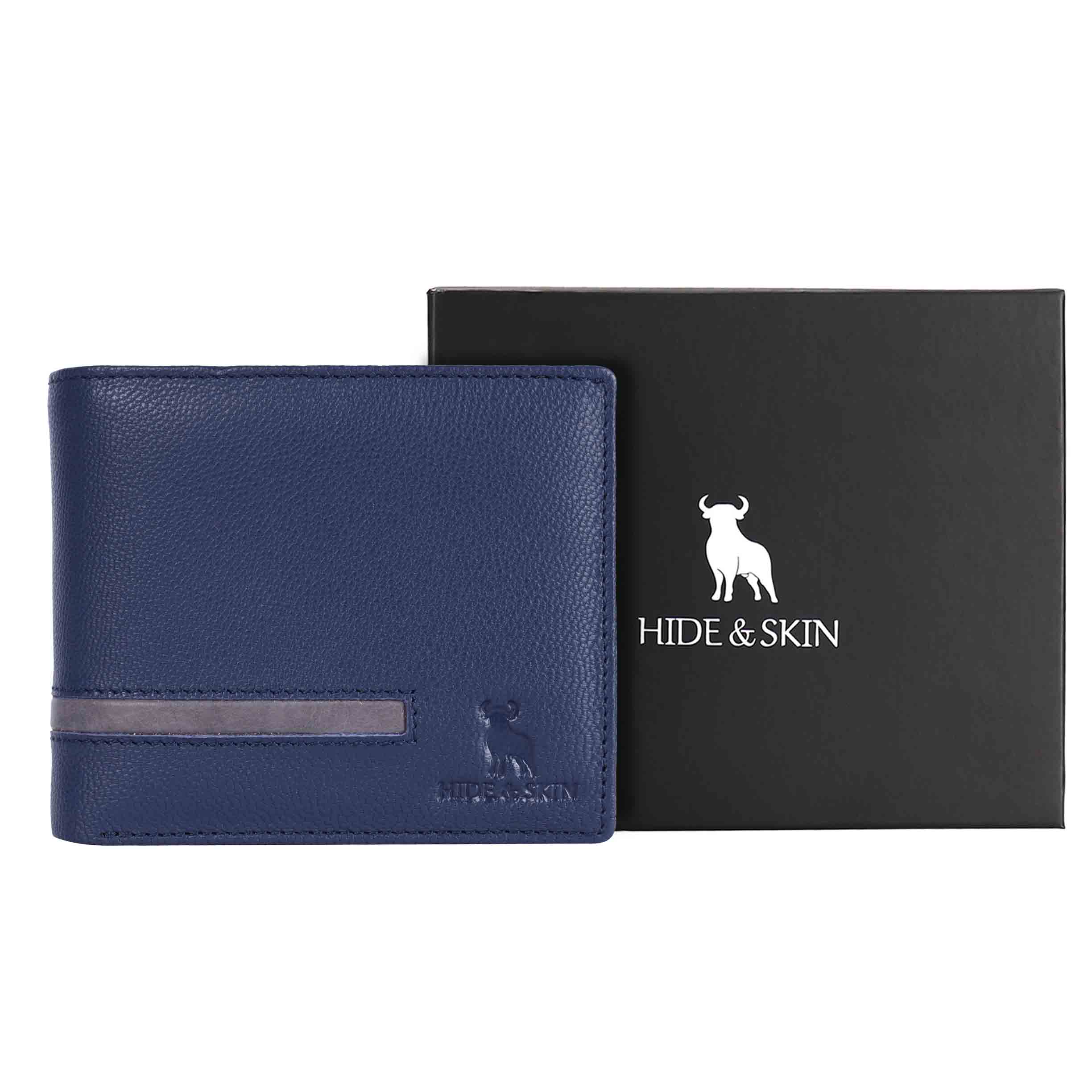 HIDE & SKIN handcrafted 100% Full Top Grain Genuine Leather RFID Blocking wallet for men