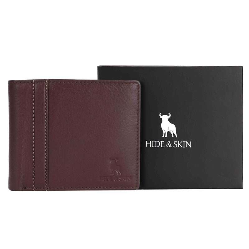 HIDE & SKIN handcrafted 100% Full Top Grain Genuine Leather RFID Blocking wallet for men