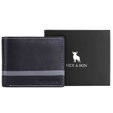 HIDE & SKIN handcrafted 100% Full Top Grain Genuine Leather RFID Blocking wallet for men