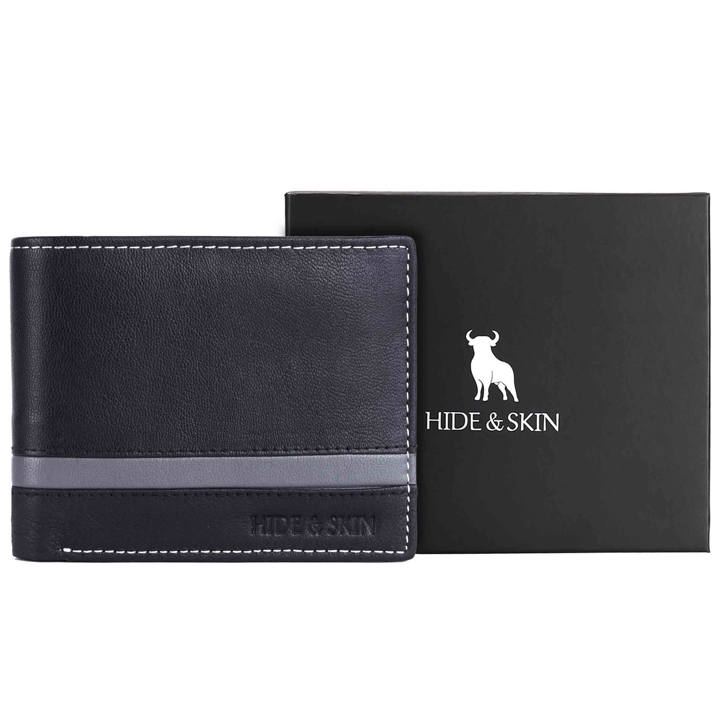 HIDE & SKIN handcrafted 100% Full Top Grain Genuine Leather RFID Blocking wallet for men