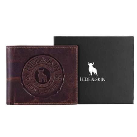 HIDE & SKIN handcrafted 100% Full Top Grain Genuine Leather RFID Blocking wallet for men