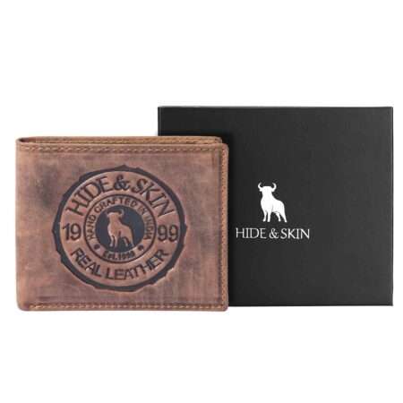 HIDE & SKIN handcrafted 100% Full Top Grain Genuine Leather RFID Blocking wallet for men