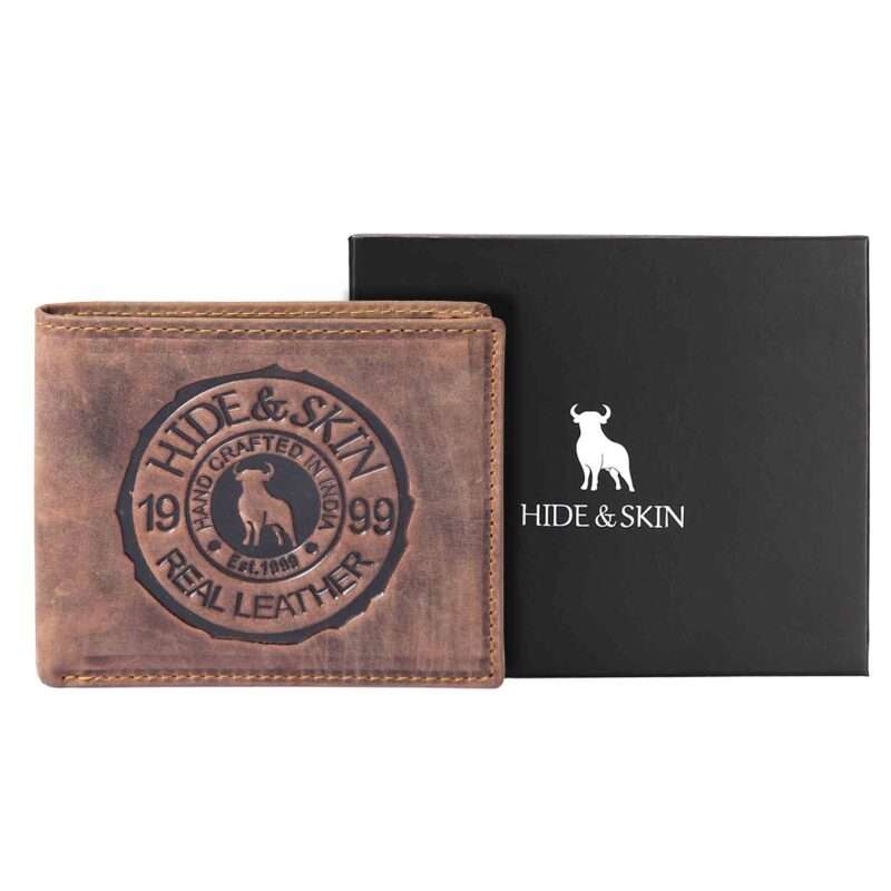 HIDE & SKIN handcrafted 100% Full Top Grain Genuine Leather RFID Blocking wallet for men