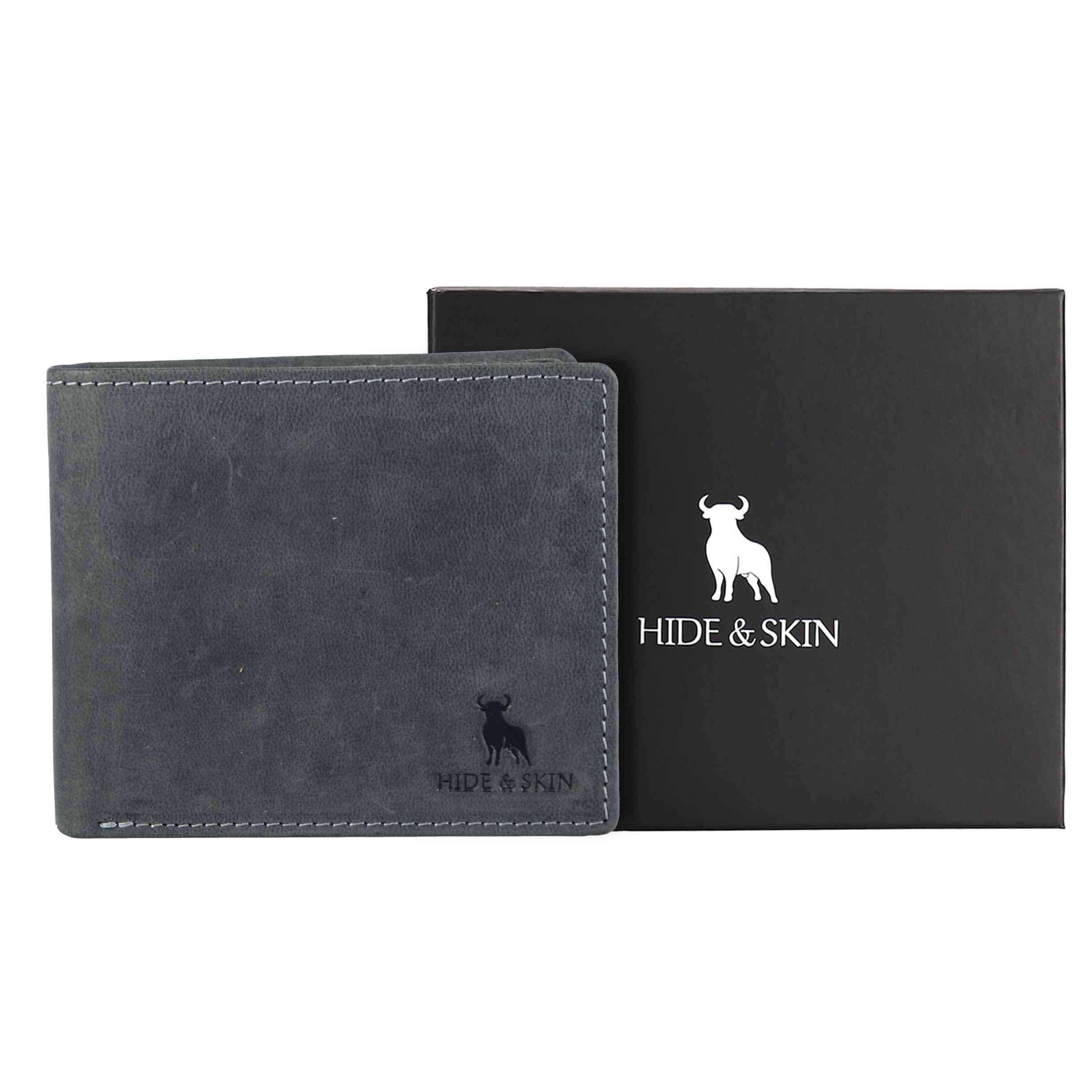 HIDE & SKIN handcrafted 100% Full Top Grain Genuine Leather RFID Blocking wallet for men