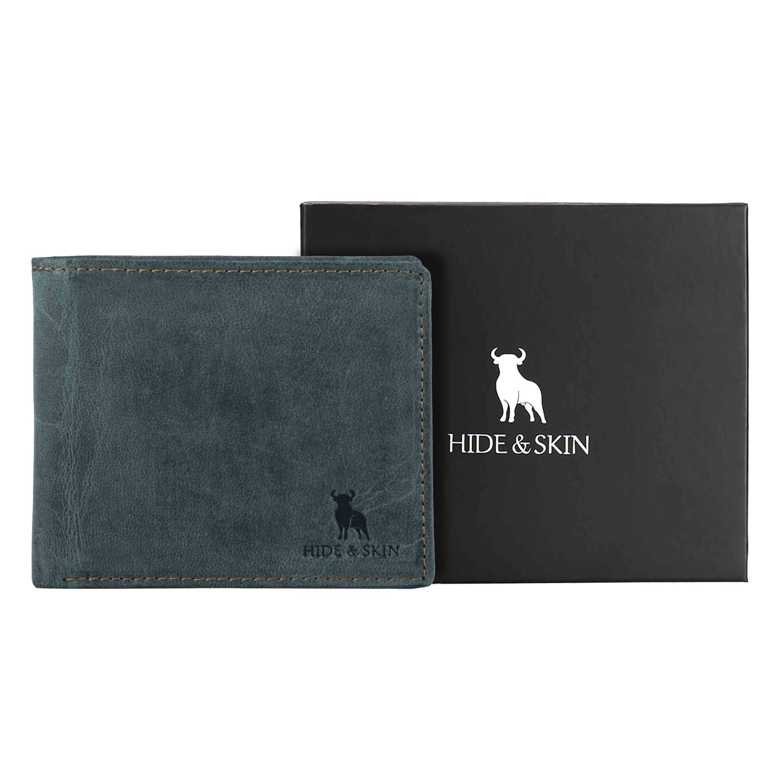 HIDE & SKIN handcrafted 100% Full Top Grain Genuine Leather RFID Blocking wallet for men