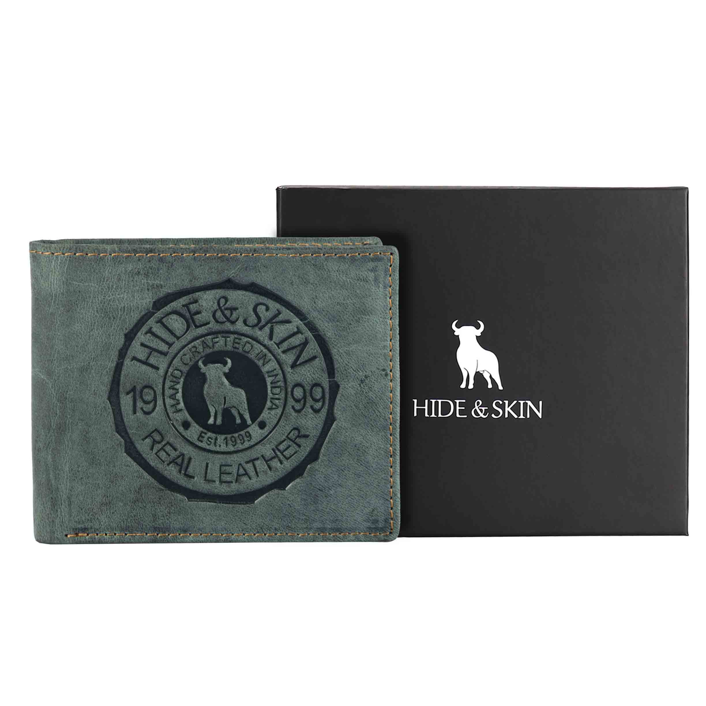 HIDE & SKIN handcrafted 100% Full Top Grain Genuine Leather RFID Blocking wallet for men