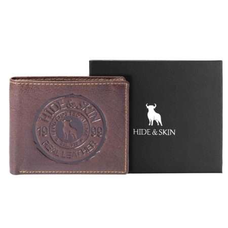 HIDE & SKIN handcrafted 100% Full Top Grain Genuine Leather RFID Blocking wallet for men