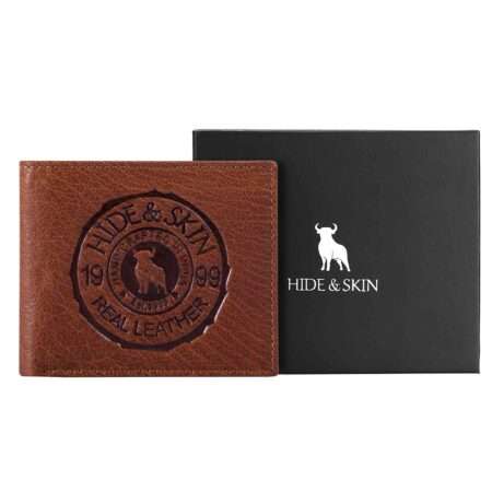 HIDE & SKIN handcrafted 100% Full Top Grain Genuine Leather RFID Blocking wallet for men