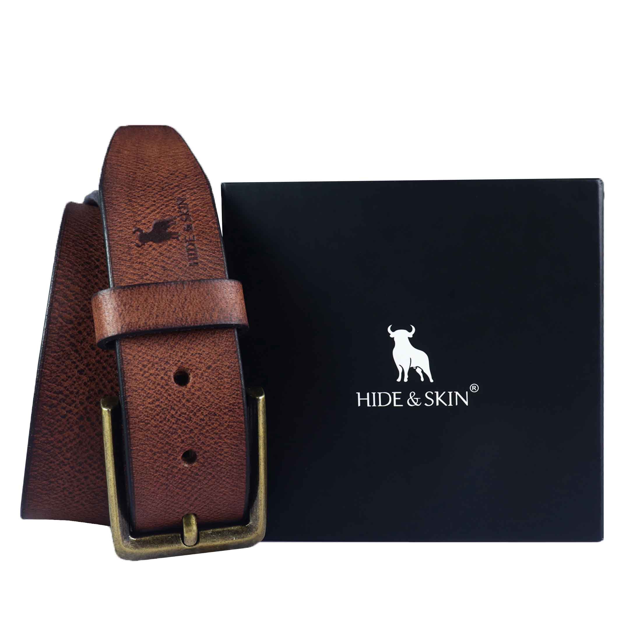 Hide & Skin Men Casual Tan, Black, Brown Genuine Leather Belt