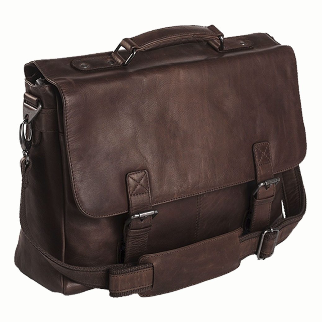 Vintage Brown Leather Messenger Bag for Work and School - 15