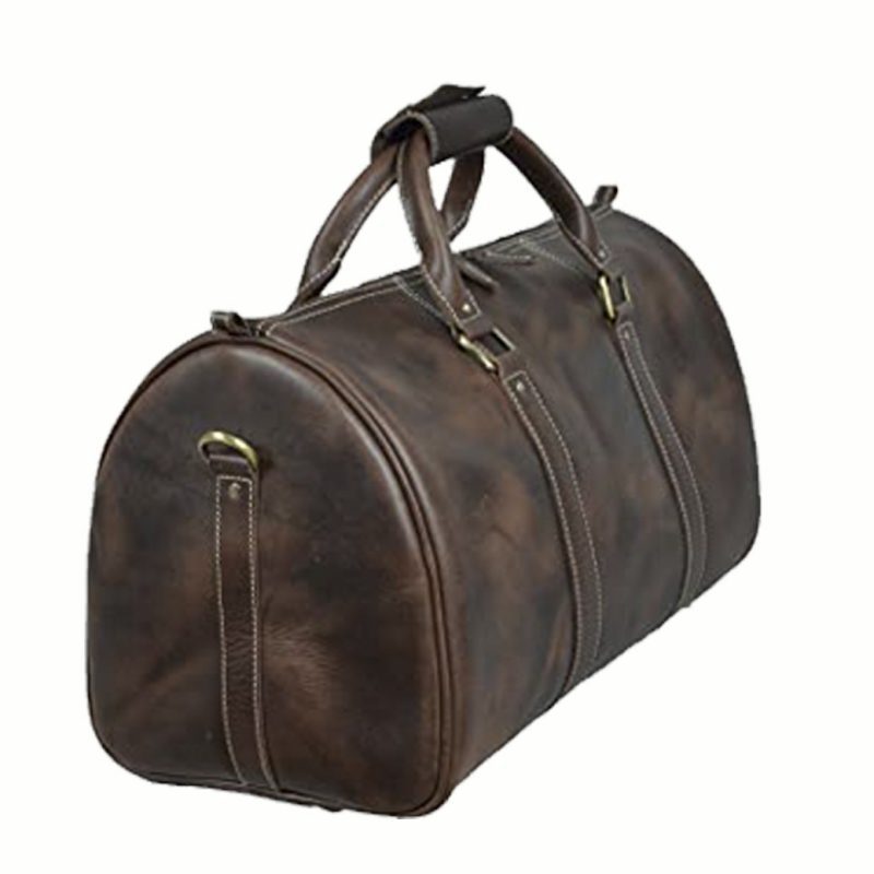 HIDE & SKIN Men’s 100% Full Grain leather Travel Bag | Weekender Bag | Duffel Bag | Gym Bag | Handcrafted with love In India