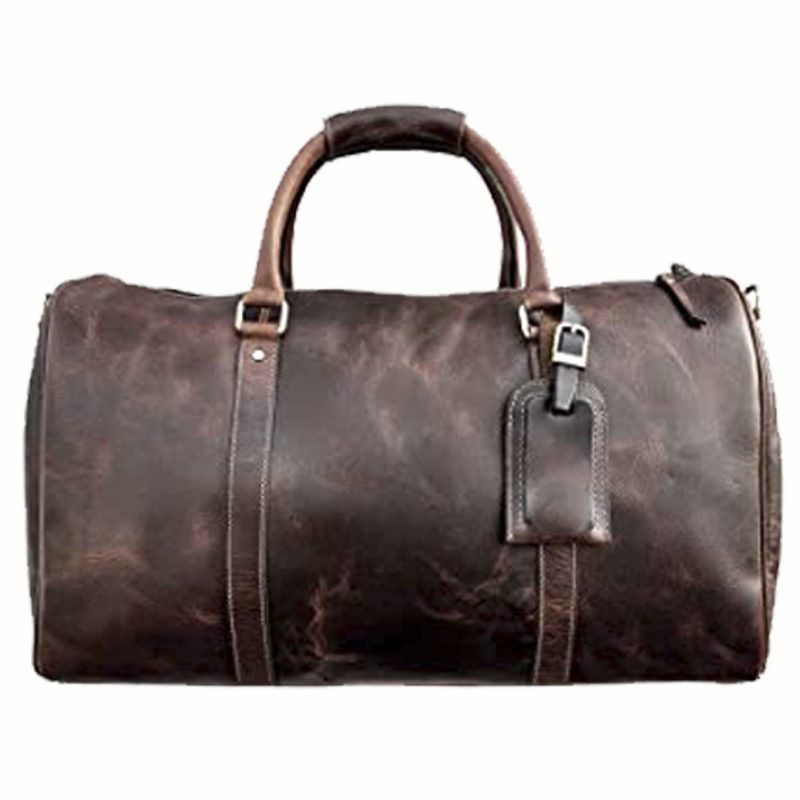 HIDE & SKIN Men’s 100% Full Grain leather Travel Bag | Weekender Bag | Duffel Bag | Gym Bag | Handcrafted with love In India