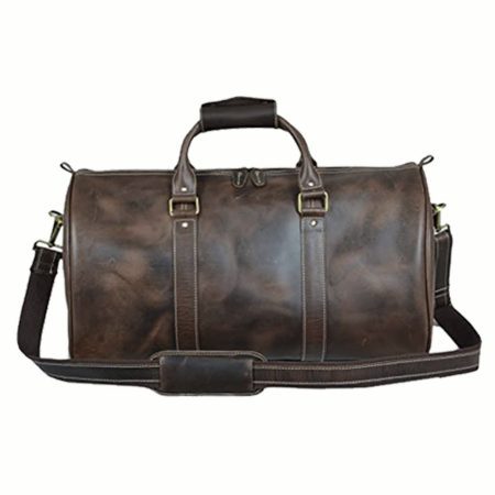 HIDE & SKIN Men’s 100% Full Grain leather Travel Bag | Weekender Bag | Duffel Bag | Gym Bag | Handcrafted with love In India