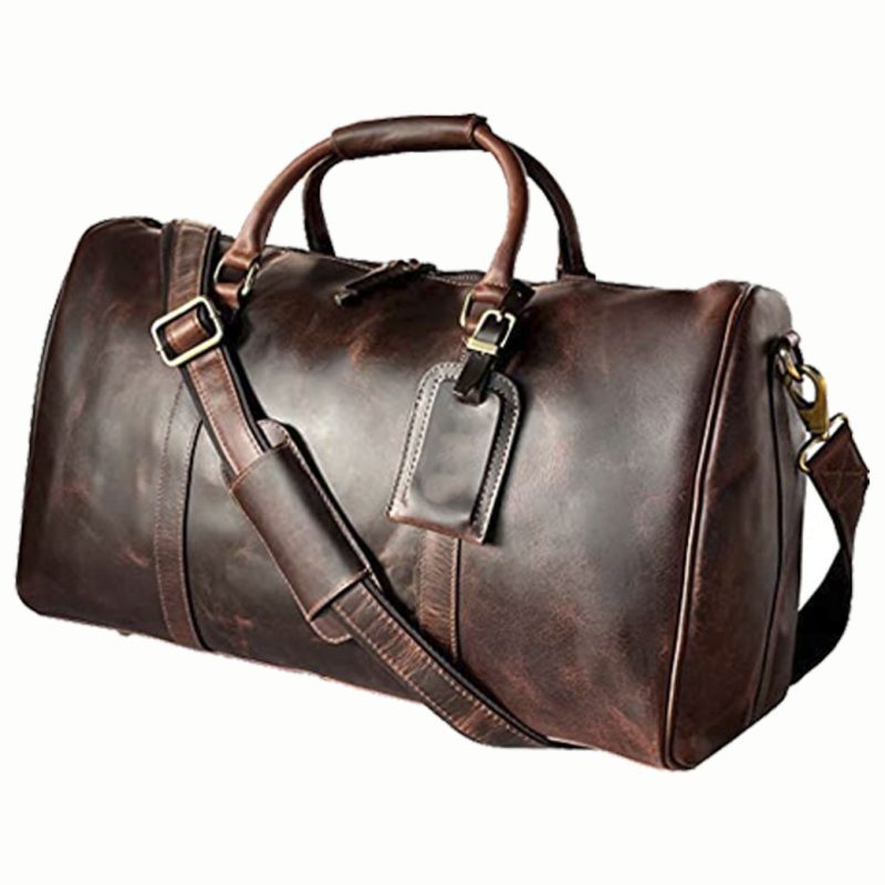 HIDE & SKIN Men’s 100% Full Grain leather Travel Bag | Weekender Bag | Duffel Bag | Gym Bag | Handcrafted with love In India