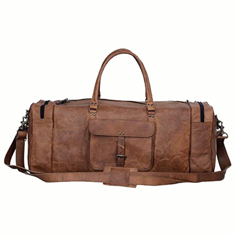 HIDE & SKIN Men’s 100% Full Grain leather Travel Bag | Weekender Bag | Duffel Bag | Gym Bag | Handcrafted with love In India