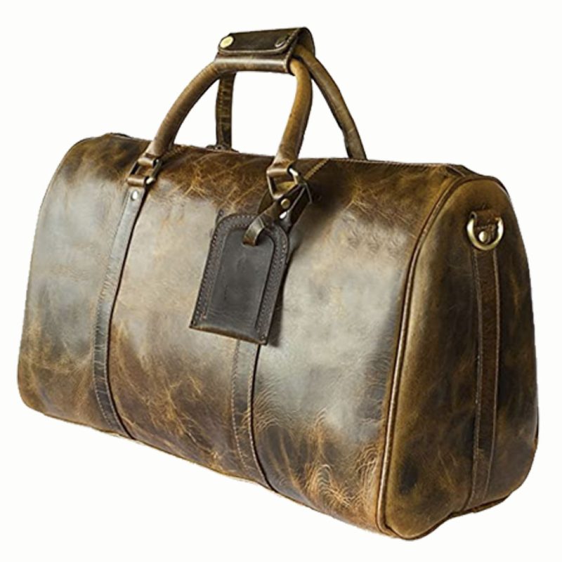 HIDE & SKIN Men’s 100% Full Grain leather Travel Bag | Weekender Bag | Duffel Bag | Gym Bag | Handcrafted with love In India